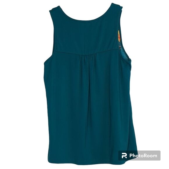 MARKET & SPRUCE Dark Teal Green Floral Sleeveless Top, Size XS Petite - Picture 2 of 3